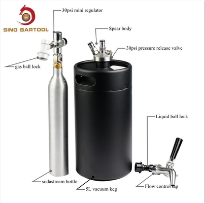 Insulated Ball Lock Mini Keg Tap System With Sodasteam Bottle