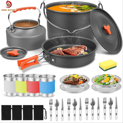 Large Size Outdoor Cookware Set , 4 People Aluminium Camping Cook Set