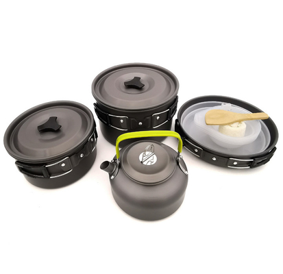 4-5 Person Outdoor Camping Cookware Set Hard Aluminum Alloy