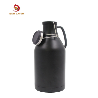 Double Wall Flip Top Black Stainless Steel Growler 2 Liter