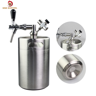 SUS304 Pressurized Mini Keg Adjustable Flow , 5L Pressurized Growler Tap System