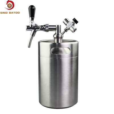 SUS304 Pressurized Mini Keg Adjustable Flow , 5L Pressurized Growler Tap System