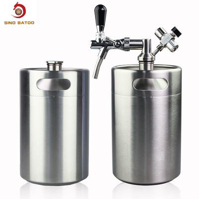 SUS304 Pressurized Mini Keg Adjustable Flow , 5L Pressurized Growler Tap System