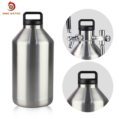 128OZ Insulated Beer Growler Dispenser , 3.8L Stainless Steel Beer Dispenser