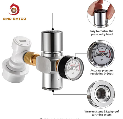 No Leaking 0-60 PSI Mini Keg CO2 Regulator For Carbonation