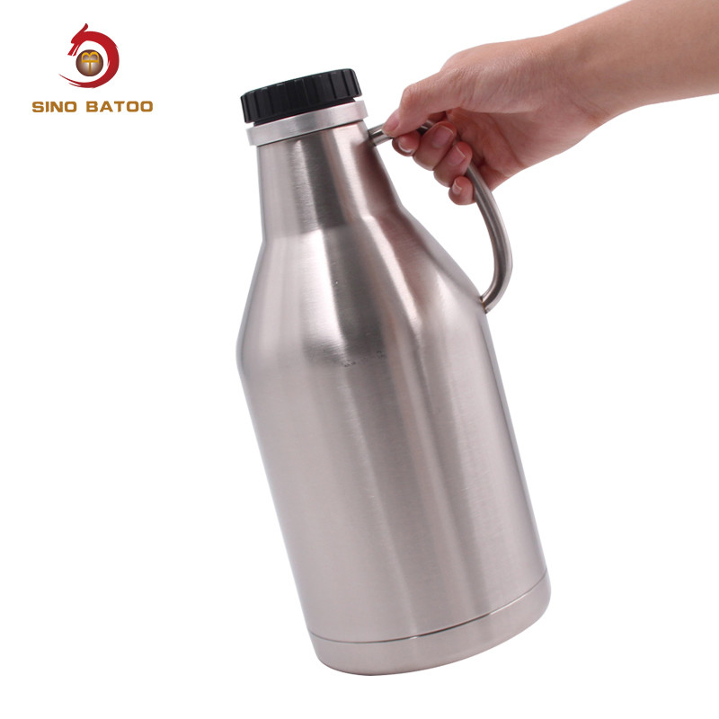 Screw Cap 64oz Vacuum Insulated Growlers , Double Wall Stainless Steel Beer Growler