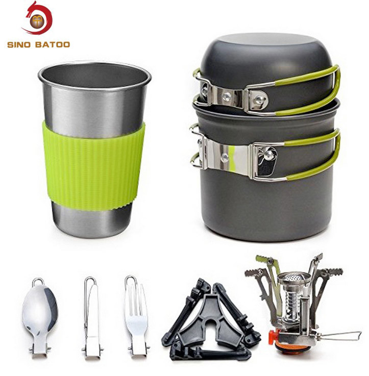 FDA Camping Cookware Stove Carabiner Canister Stand Tripod Stainless Steel Cup