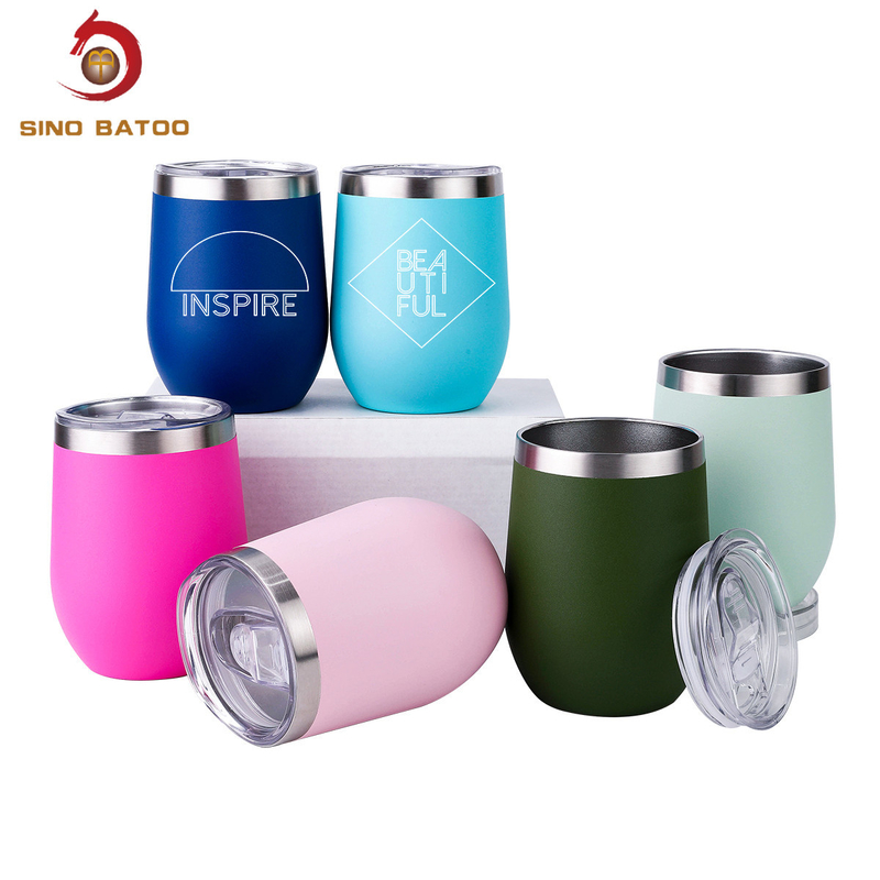 12 Oz Stainless Steel Tumbler With Straw , Stainless Steel Insulated Wine Tumbler With Straws