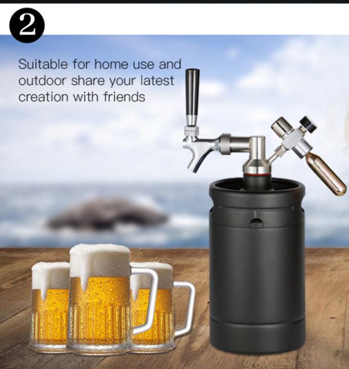 Matte Black Pressurized Mini Keg , 2L 64oz Pressurized Beer Mini Keg System