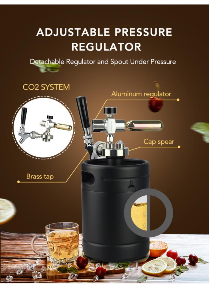 Portable CO2 Mini Keg Dispenser , Stainless Steel Homebrew Kegerator Kit
