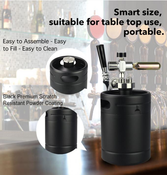 Portable CO2 Mini Keg Dispenser , Stainless Steel Homebrew Kegerator Kit