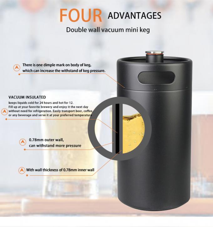 Double Wall Insulated Mini Keg , Vacuum 5 Litre Party Beer Kegs