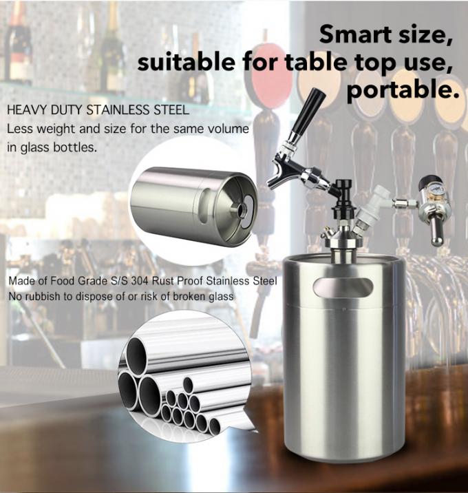 Polished 5 Litre Ball Lock Mini Keg , Ball Lock Beer Keg Dispenser System